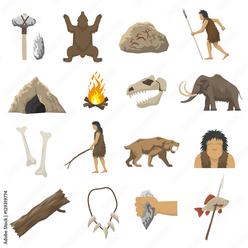 Sticker stone age icons