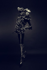 Fashion woman with black make up