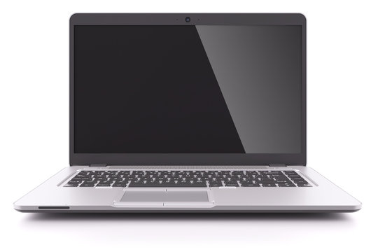 Modern laptop with black screen