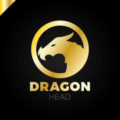 Dragon logo design template Vector illustration. Dragon Head logotype in circle