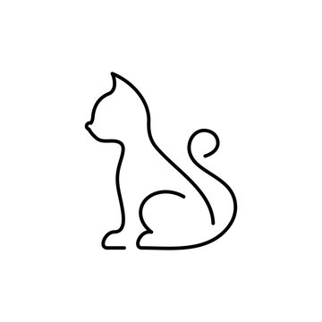 Black vector cat thin line icon