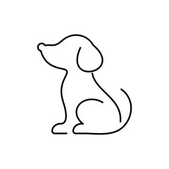 Black vector dog thin line icon