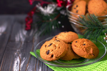 Chocolate chip cookies with fir