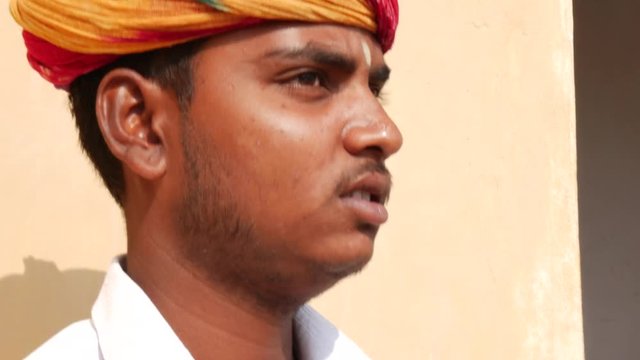 Close up of Young Indian man in Jaipur, Rajasthan, India
