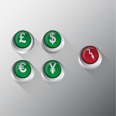 Currency Metallic Button vector Illustration