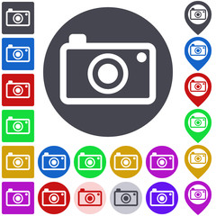 Camera icon, button, symbol set