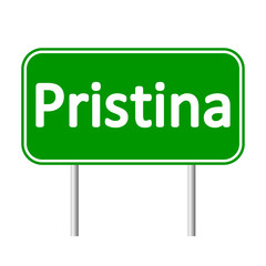 Pristina road sign.