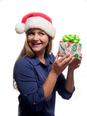 Woman holding a Christmas gift
