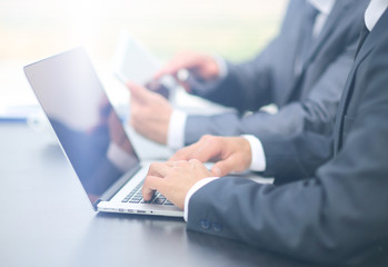 business people working with digital tablet and laptop