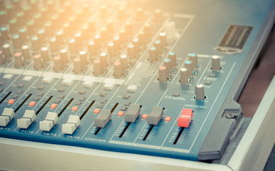 sound mixer control panel. Sound controller Recording Studio. music concept.