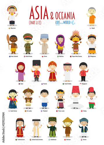 "Kids and nationalities of the world vector Asia and