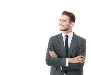 Handsome businessman standing  isolated on white background