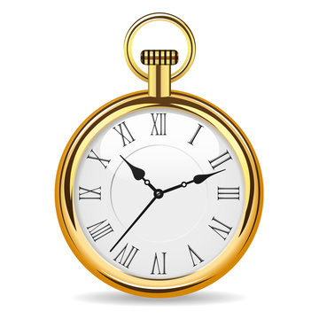 mechanical pocket watch in gold body