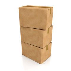 Three boxes on a pile