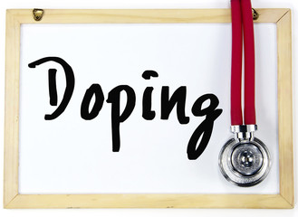 doping word write on blackboard