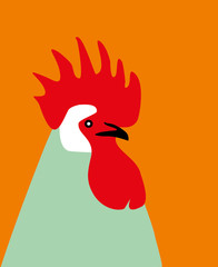 Drawn rooster Colorful rooster vector Rooster symbol of the new 2017 flat style with a copy space Design idea for postcard, poster or calendar Rooster vector © annagolant