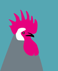 Drawn rooster Colorful rooster vector Rooster symbol of the new 2017 flat style with a copy space Design idea for postcard, poster or calendar Rooster vector © annagolant