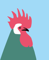 Drawn rooster Colorful rooster vector Rooster symbol of the new 2017 flat style with a copy space Design idea for postcard, poster or calendar Rooster vector © annagolant