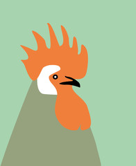Drawn rooster Colorful rooster vector Rooster symbol of the new 2017 flat style with a copy space Design idea for postcard, poster or calendar Rooster vector © annagolant