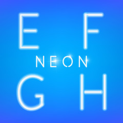 Neon Alphabet. Glowing letters typeset