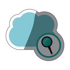 Lupe tool and cloud icon. Search magnifying glass zoom and lens heme. Isolated design. Vector illustration