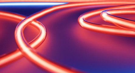 Abstract lights background. Red neon glass tube light lighting.