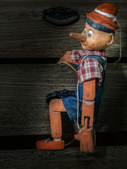 Traditional puppets made of wood in vintage style