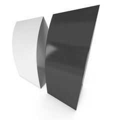 Two blank paper tent cards. 3d render illustration isolated. Table cards mock up on white background.