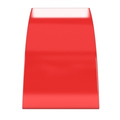Red paper tent card. 3d render illustration isolated. Table card mock up on white background.