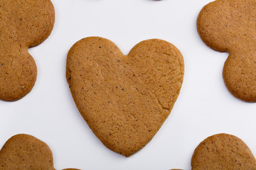 christmas gingerbread cookie in the form of hearts. Valentine's Day concept