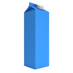 Milk or juice box with lid. Retail package mockup. 3d render illustration isolated on white.