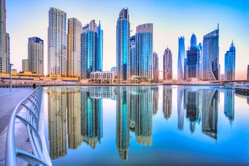 Foto auf Acrylglas Skyline von Dubai in der Abenddämmerung © Luciano Mortula-LGM
