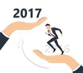 Businessman jump between and years to success. business Concept vector