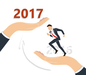 Fototapeta na wymiar Businessman jump between and years to success. business Concept vector