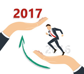 Businessman jump between and years to success. business Concept vector