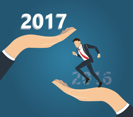 Businessman jump between and years to success. business Concept vector