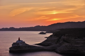 Pertusato lighthouse at sunset, Bonifacio, Corse 