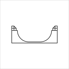 Skateboard half pipe symbol line icon on background