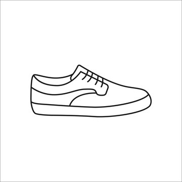 Skateboard shoe or sneaker symbol line icon on background