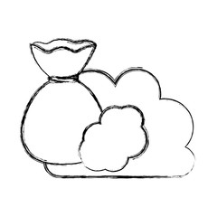 Money bag and cloud icon. Money financial item commerce market and buy theme. Isolated design. Vector illustration