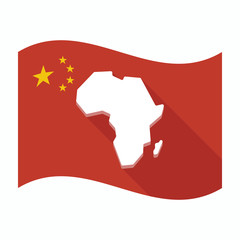 Isolated China flag with  a map of the african continent