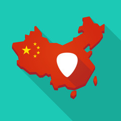 Long shadow China map with a plectrum