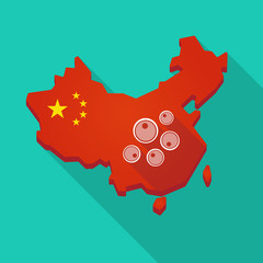 Long shadow China map with oocytes