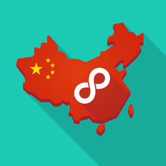 Long shadow China map with an infinite sign