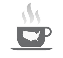 Isolated coffee cup with  a map of the USA
