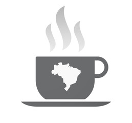 Isolated coffee cup with  a map of Brazil