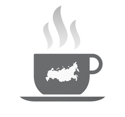 Isolated coffee cup with  a map of Russia