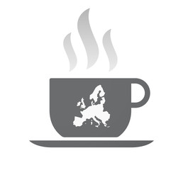 Isolated coffee cup with  a map of Europe