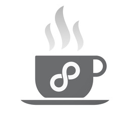 Isolated coffee cup with an infinite sign