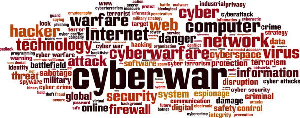 Cyberwar word cloud concept. Vector illustration
